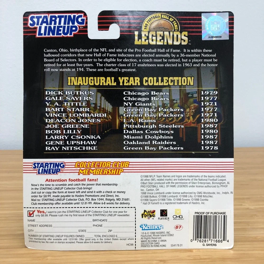 Kenner Starting Lineup Gale Sayers Men Collector White‎ Chicago Bears Legends